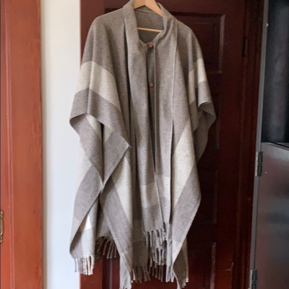 Gray and cream wool poncho- never worn